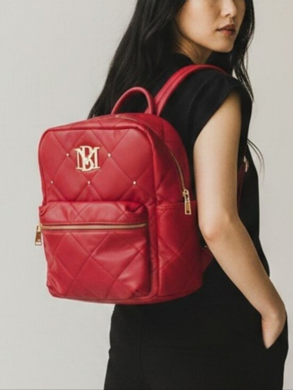 Quilted Red Backpack